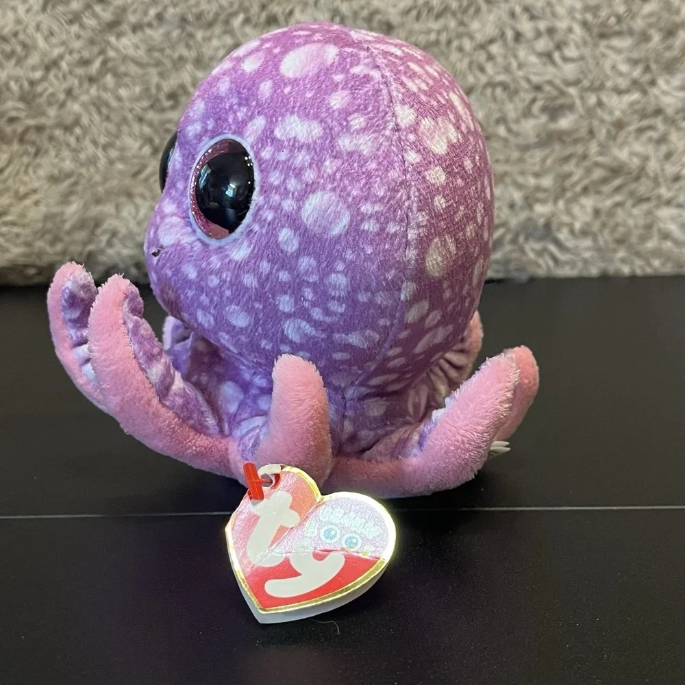 Ty Beanie Boo LEGS Purple Pink Spotted Octopus Glitter Eyes with Original Tag